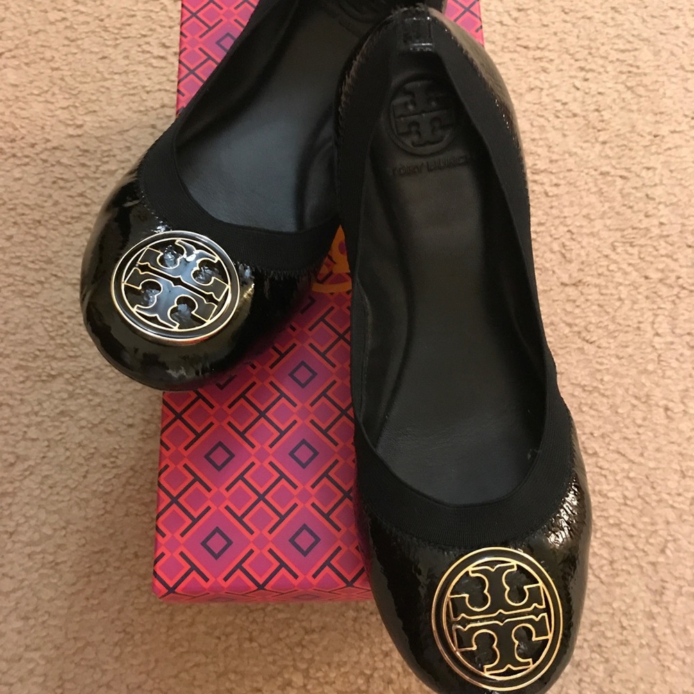 Tory Burch black patent flat
